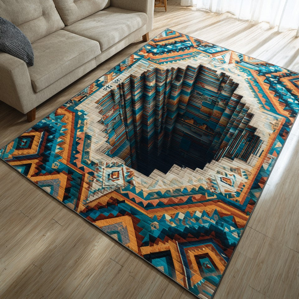 Azure Depths Area Rug - Non-Slip Washable 3D Print Rug for Living Room & BedroomTVC2108359