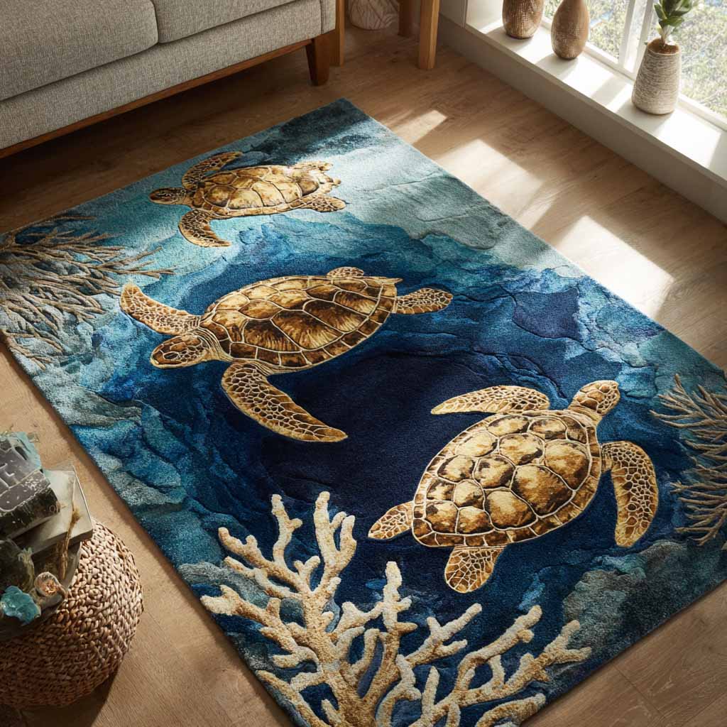 Azure Drift Area Rug - Non-Slip Washable 3D Print Rug for Living Room & BedroomTVC2108359