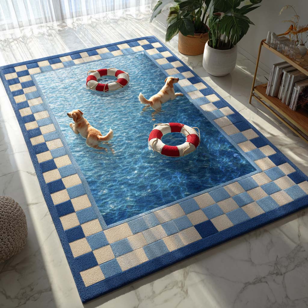 Azure Golden Retriever Area Rug - Non-Slip Washable 3D Print Rug for Living Room & BedroomTVC2108359