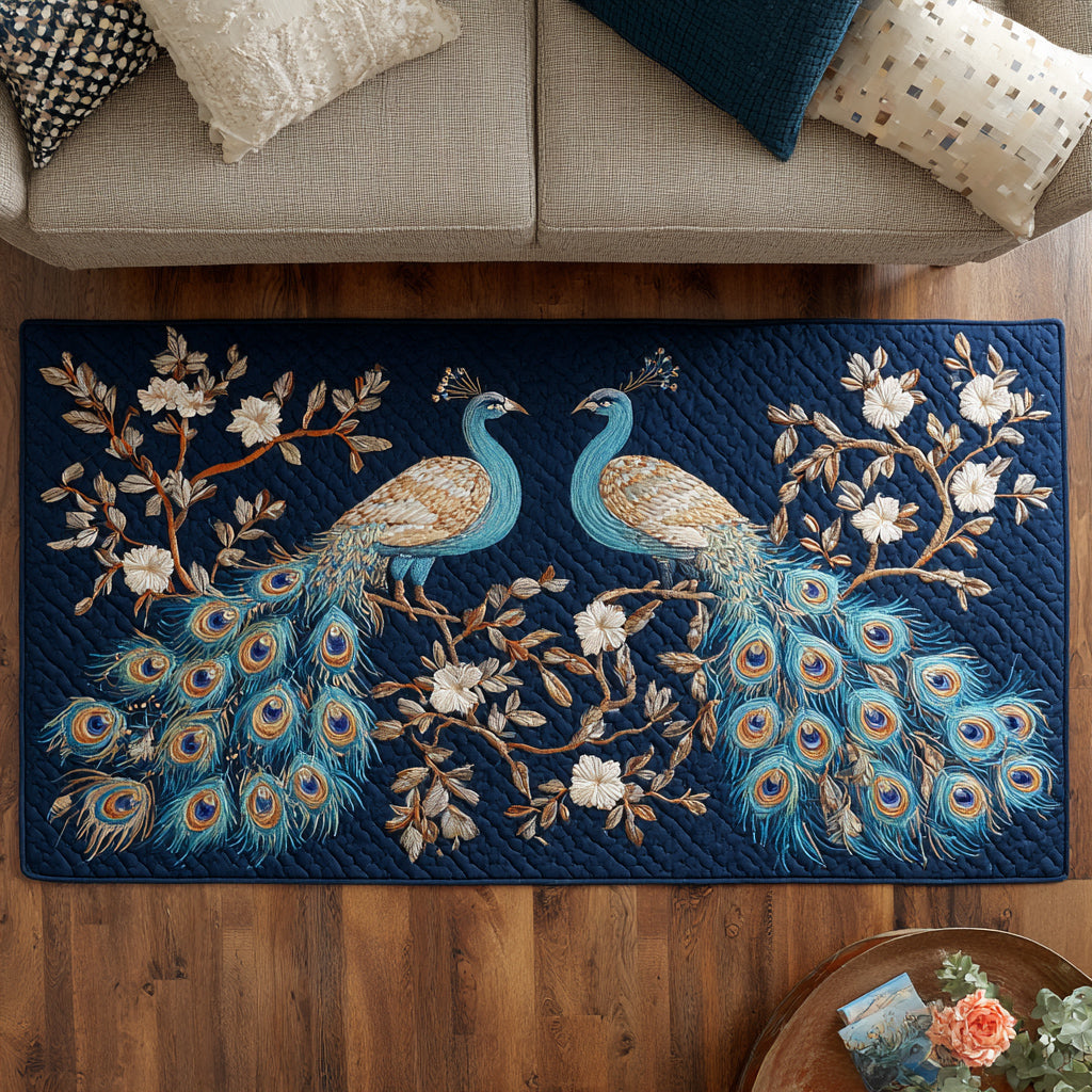 Azure Peacock Pair Area Rug - Non-Slip Washable 3D Print Rug for Living Room & BedroomTVC2108359