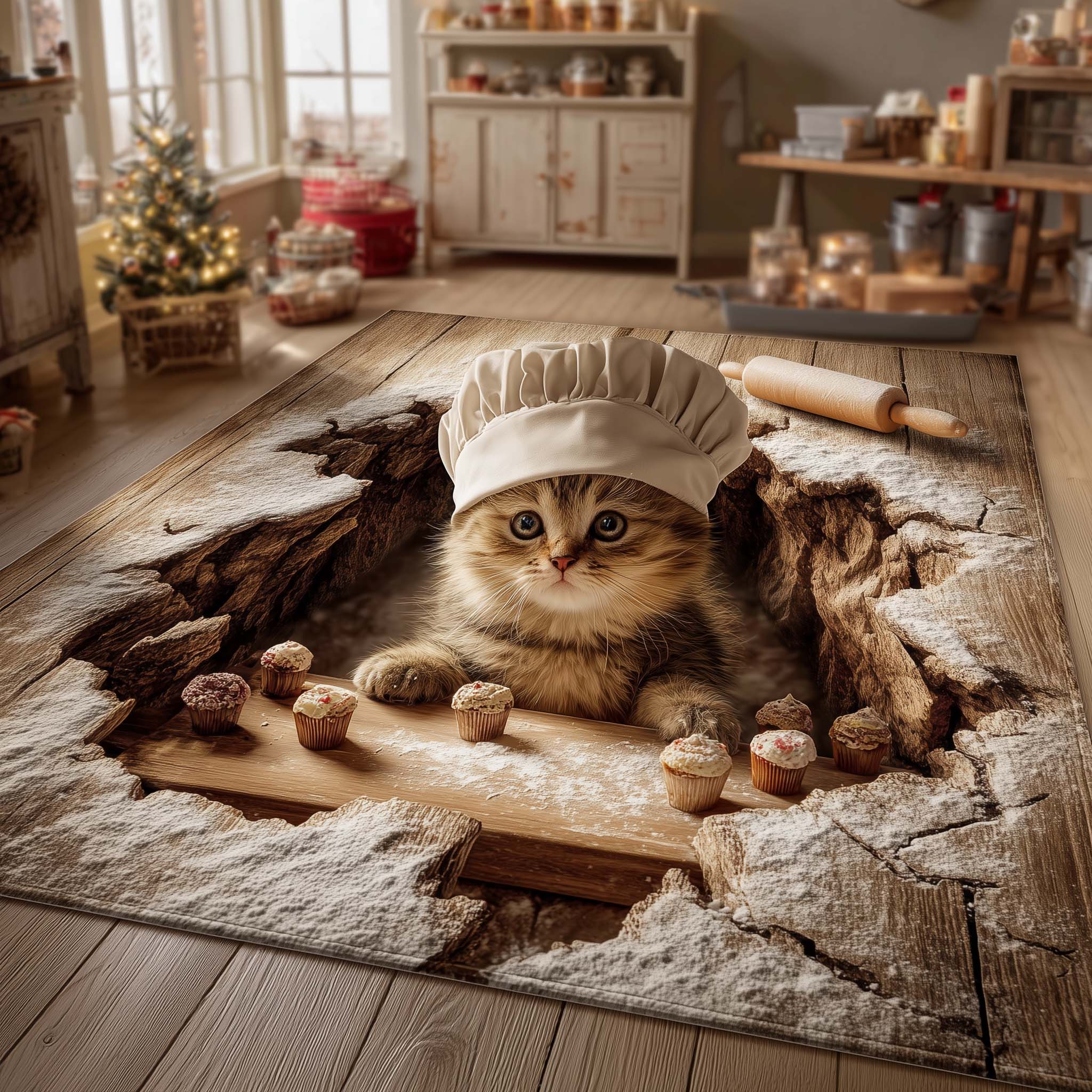 Baking Paws Area Rug - Non-Slip Washable 3D Print Rug for Living Room & BedroomTVC2108430