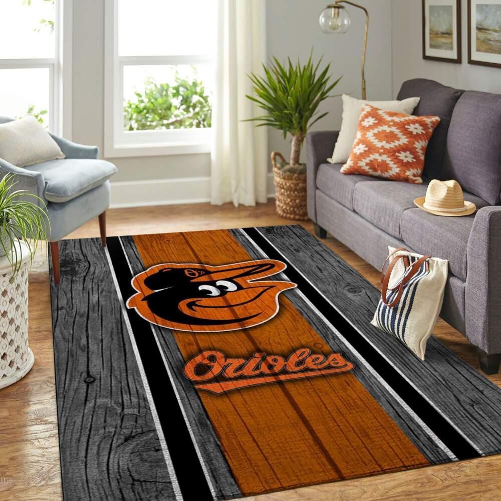 Baltimore Orioles Mlb Area Rugs Baseball Living Room Carpet Team Logo Wooden