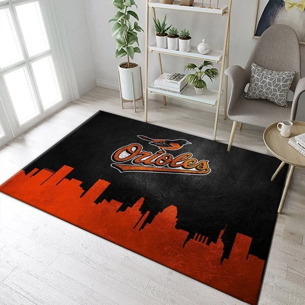 Baltimore Orioles Rug - Baseball Team Carpet Black and Orange