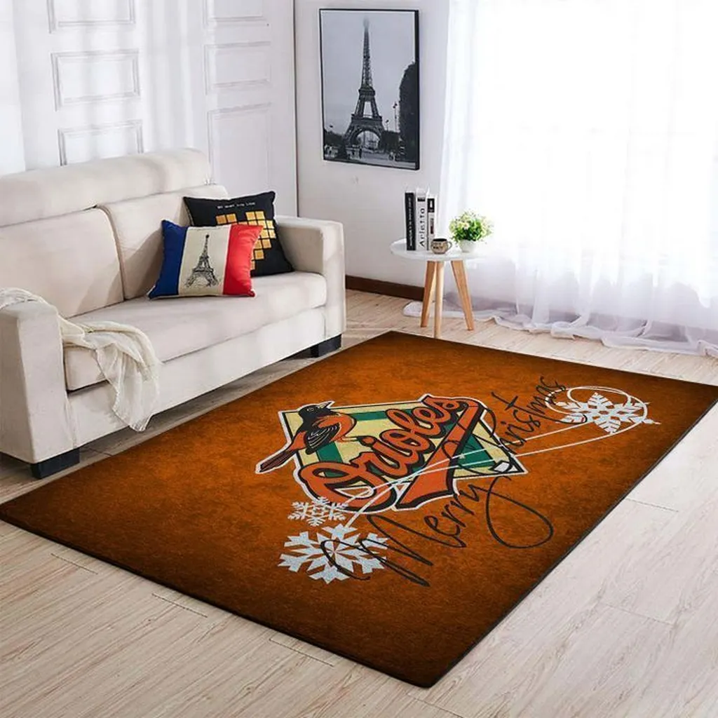 Baltimore Orioles Rug - Perfect for Living Room Decor Orange and Brown
