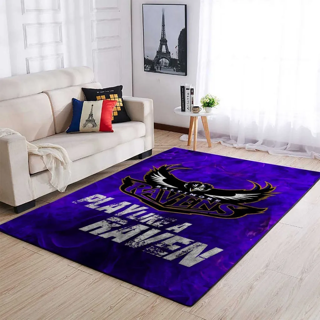Baltimore Ravens Rug - Area Fan Floor Carpet for Home Black and Purple