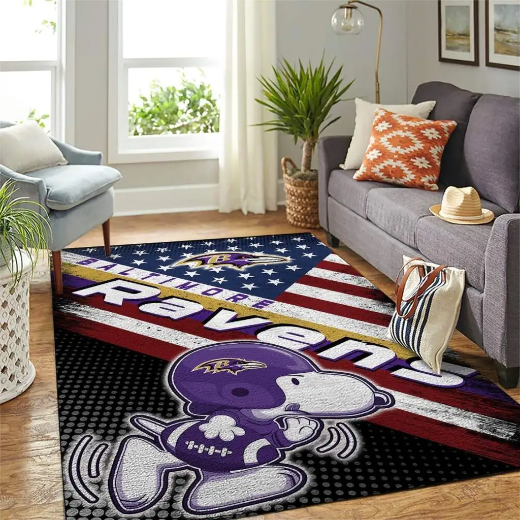 Baltimore Ravens Rug - Area Football Fan Decor Carpet Black and Purple