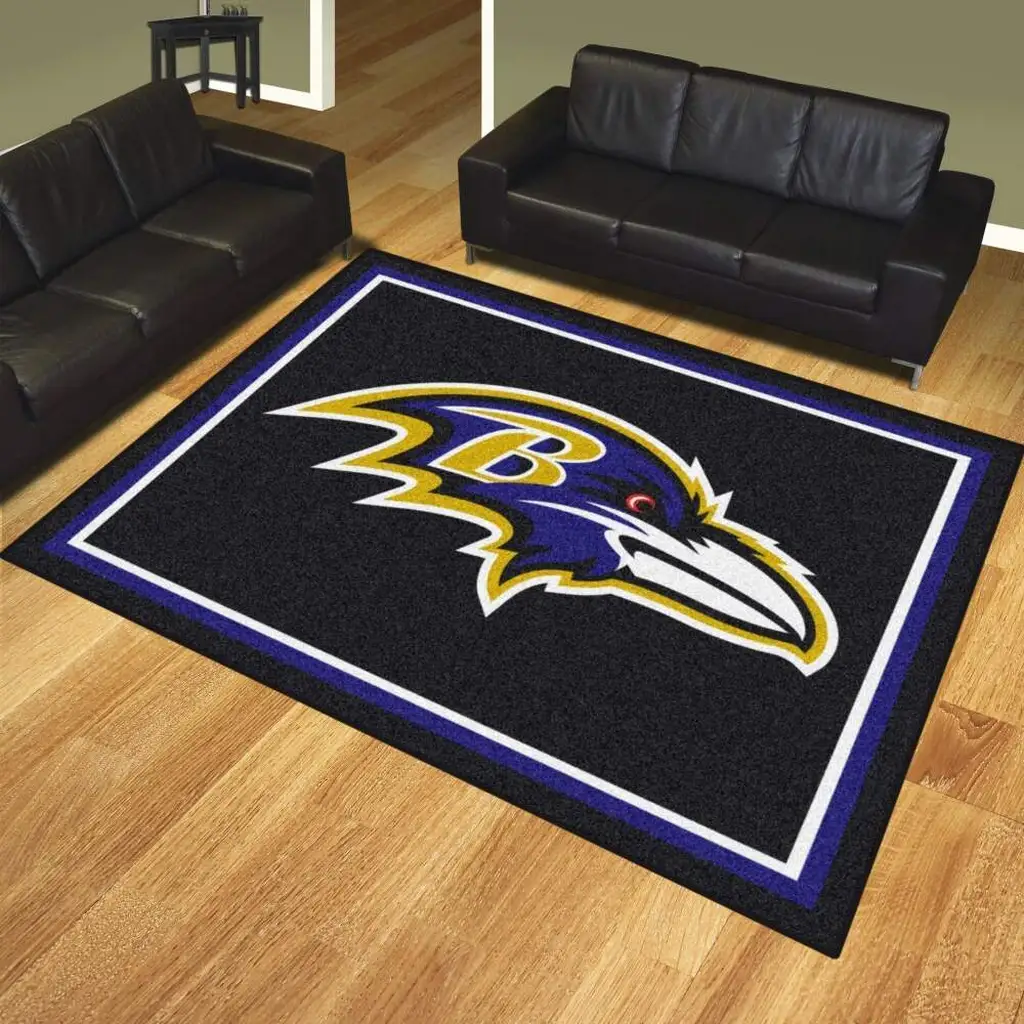 Baltimore Ravens Rug - Area for Living Room Decor Black and Purple