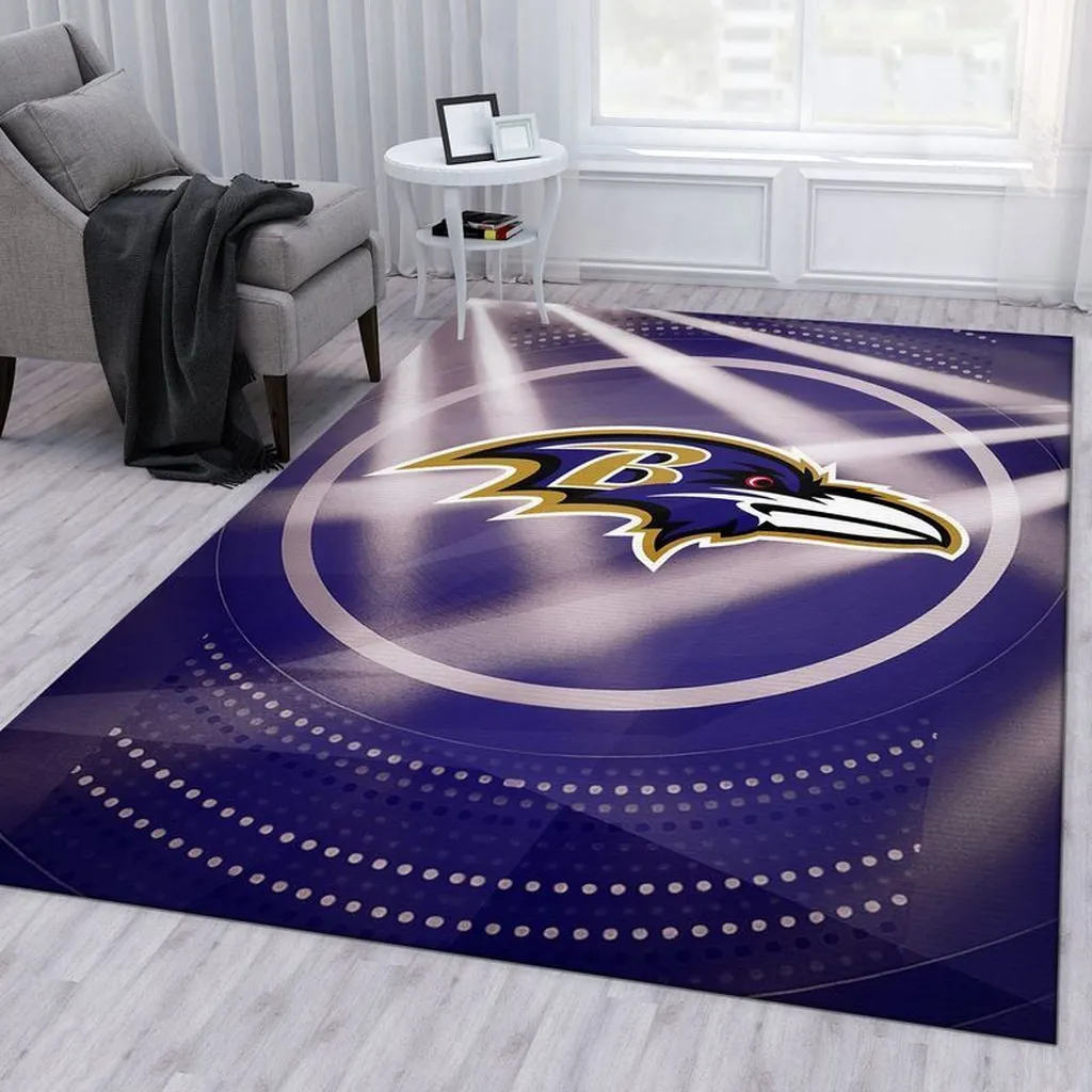 Baltimore Ravens Rug - Area Perfect for Fans Black and Purple