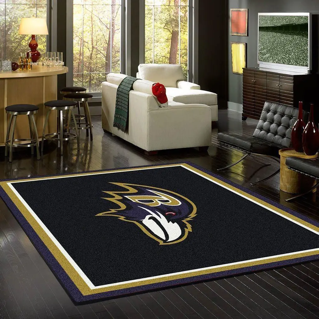 Baltimore Ravens Rug - Area Team Logo for Fans Black and Purple