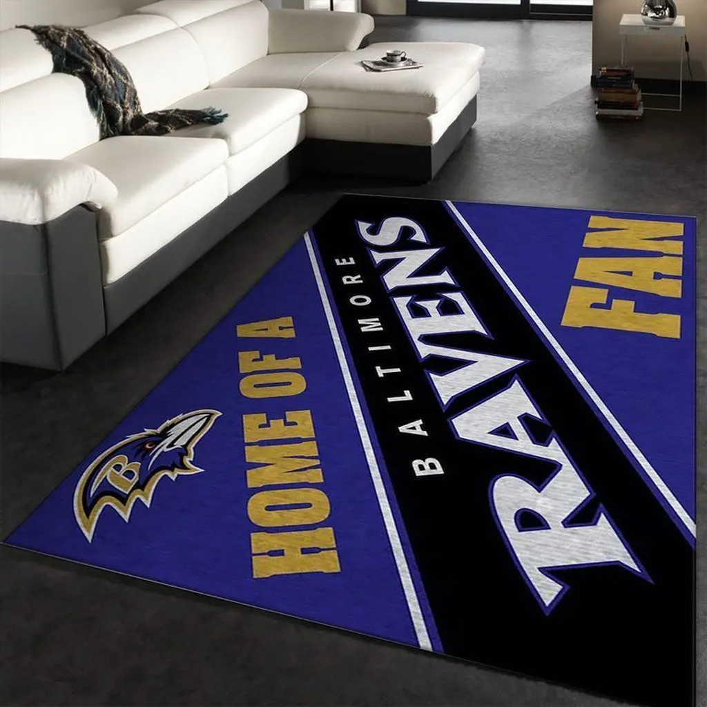 Baltimore Ravens Rug - Fan NFL Home Decor Carpet Black and Blue