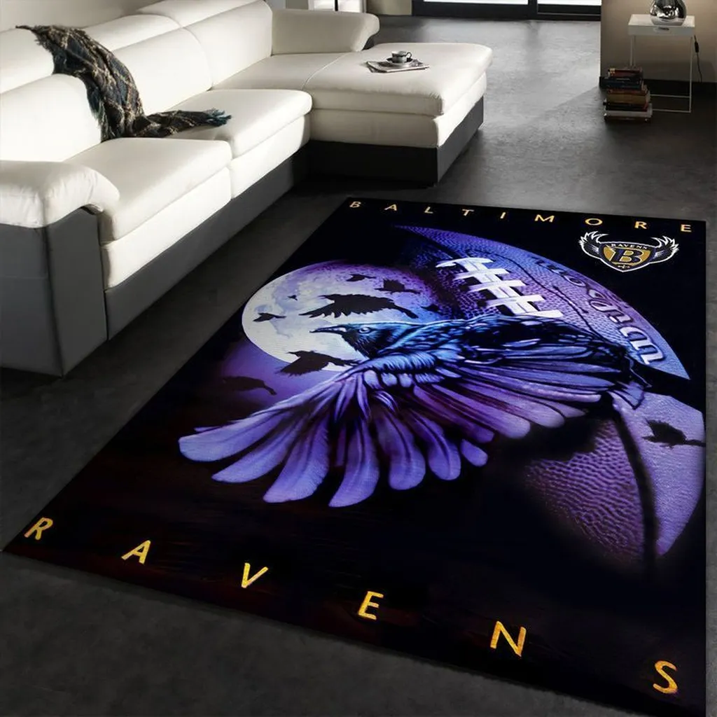 Baltimore Ravens Rug - Football for Game Room Black and Purple