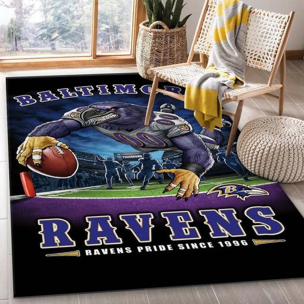 Baltimore Ravens Rug - Football Team Pride Home Decor Black and Purple