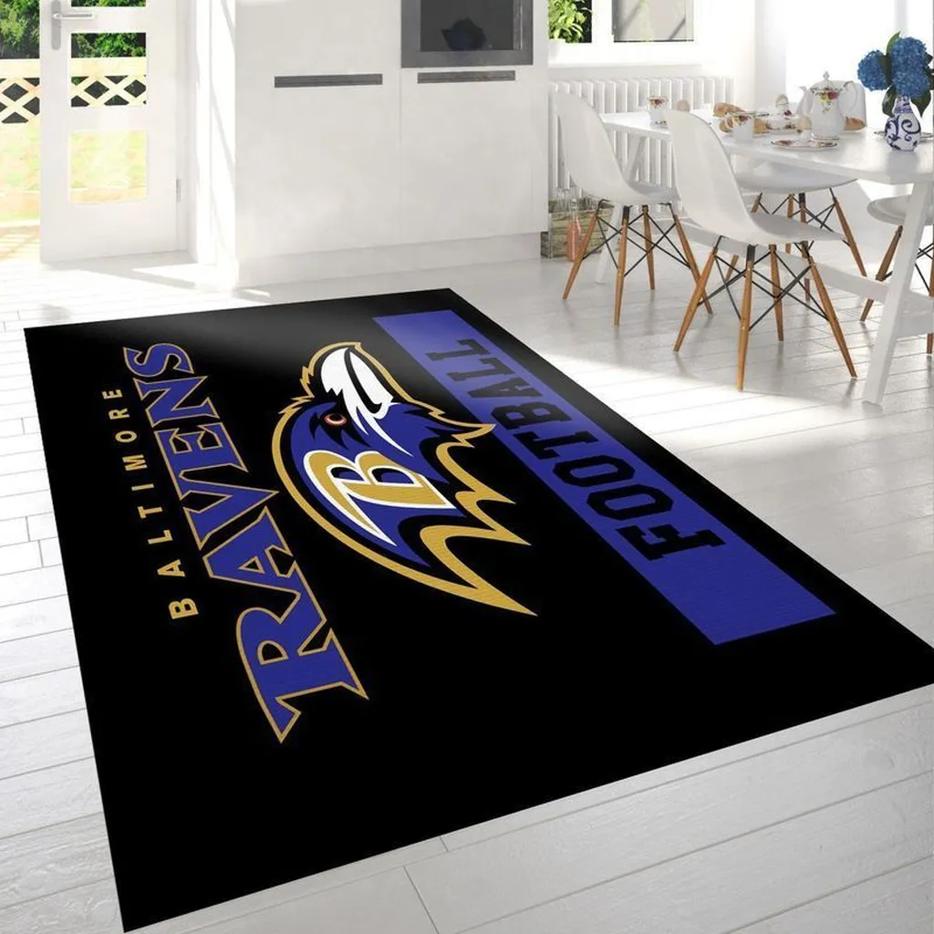 Baltimore Ravens Rug - Football Team Room Decor Black and Purple