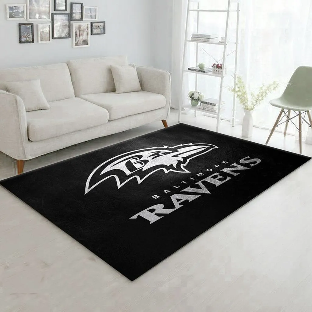 Baltimore Ravens Rug - for Living Room Decor Black and White