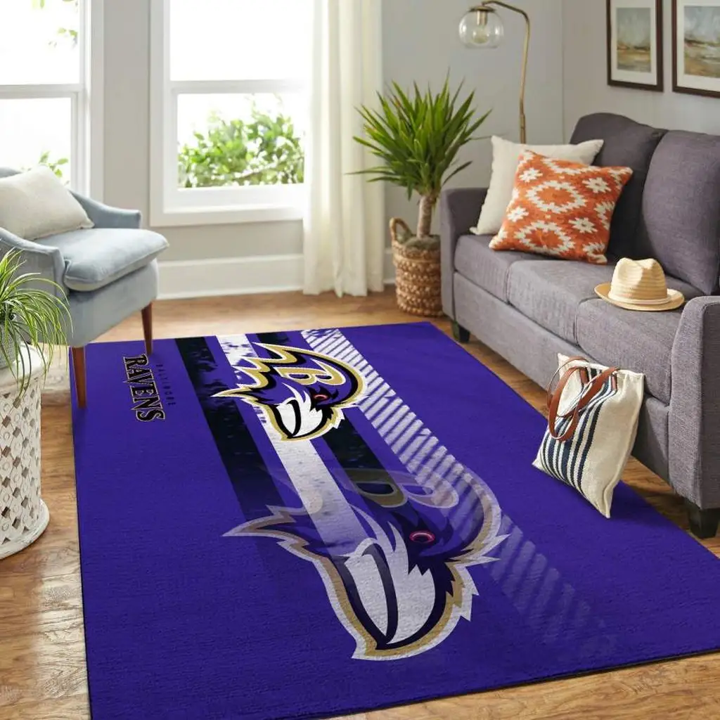 Baltimore Ravens Rug - for Living Room Decor Purple and White