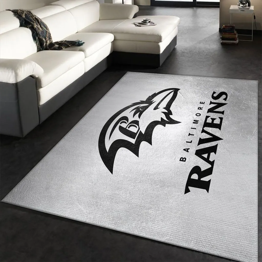 Baltimore Ravens Rug - Modern Living Room Decor Carpet Black and White