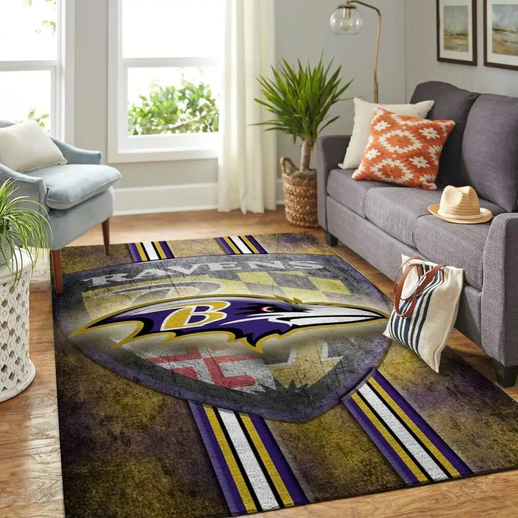 Baltimore Ravens Rug - NFL Area Team Logo Mat Purple and Yellow
