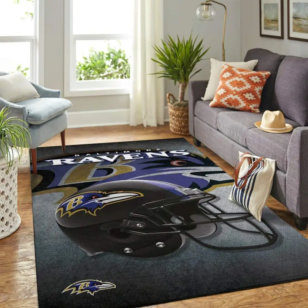 Baltimore Ravens Rug - NFL Fan Football Team Carpet Black and Purple