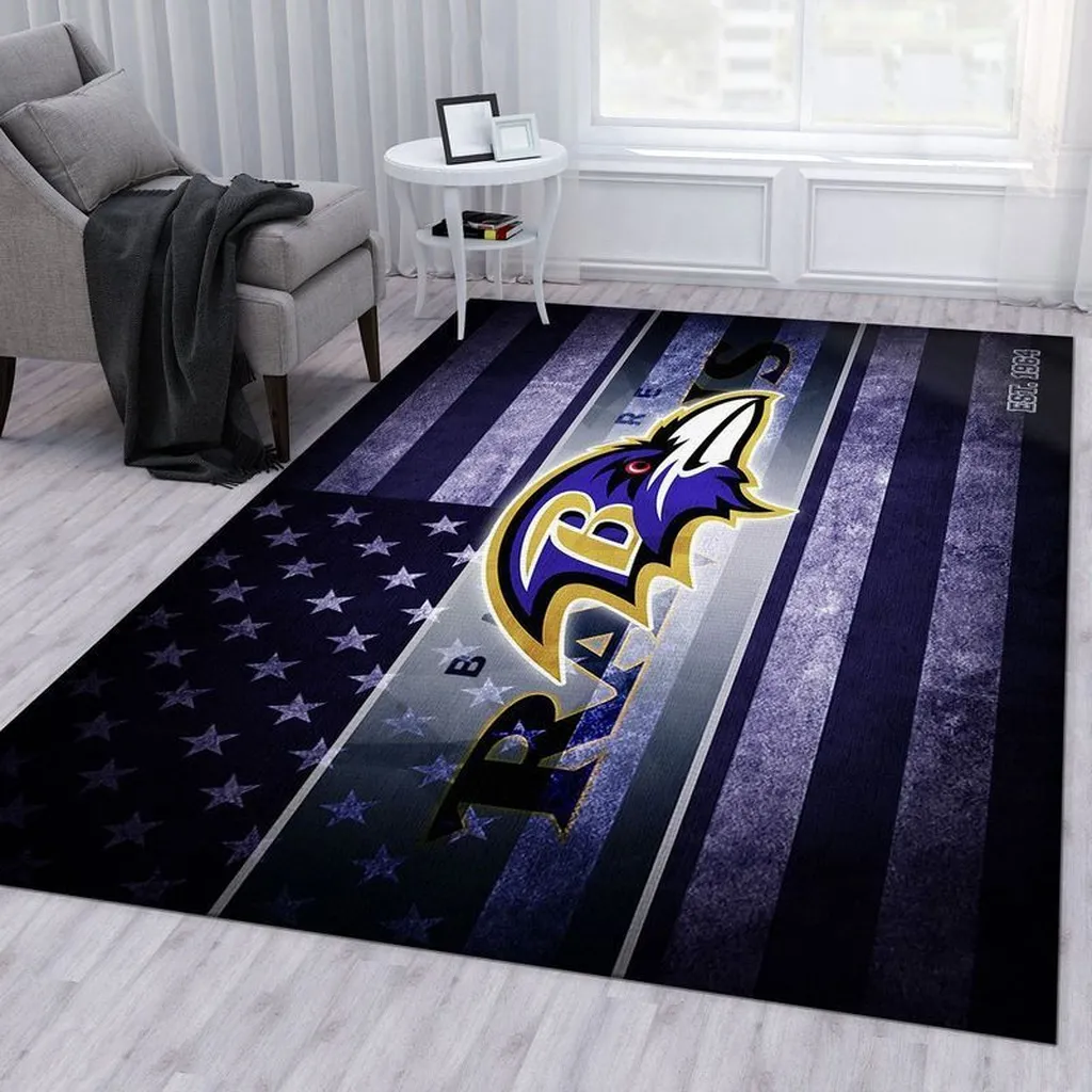 Baltimore Ravens Rug - NFL Football Floor Mat Black and Purple