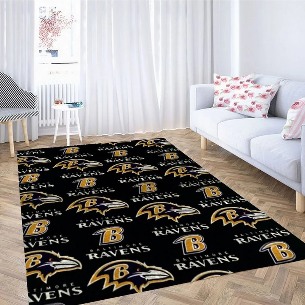 Baltimore Ravens Rug - NFL Team Logo Area for Fans Black and Yellow
