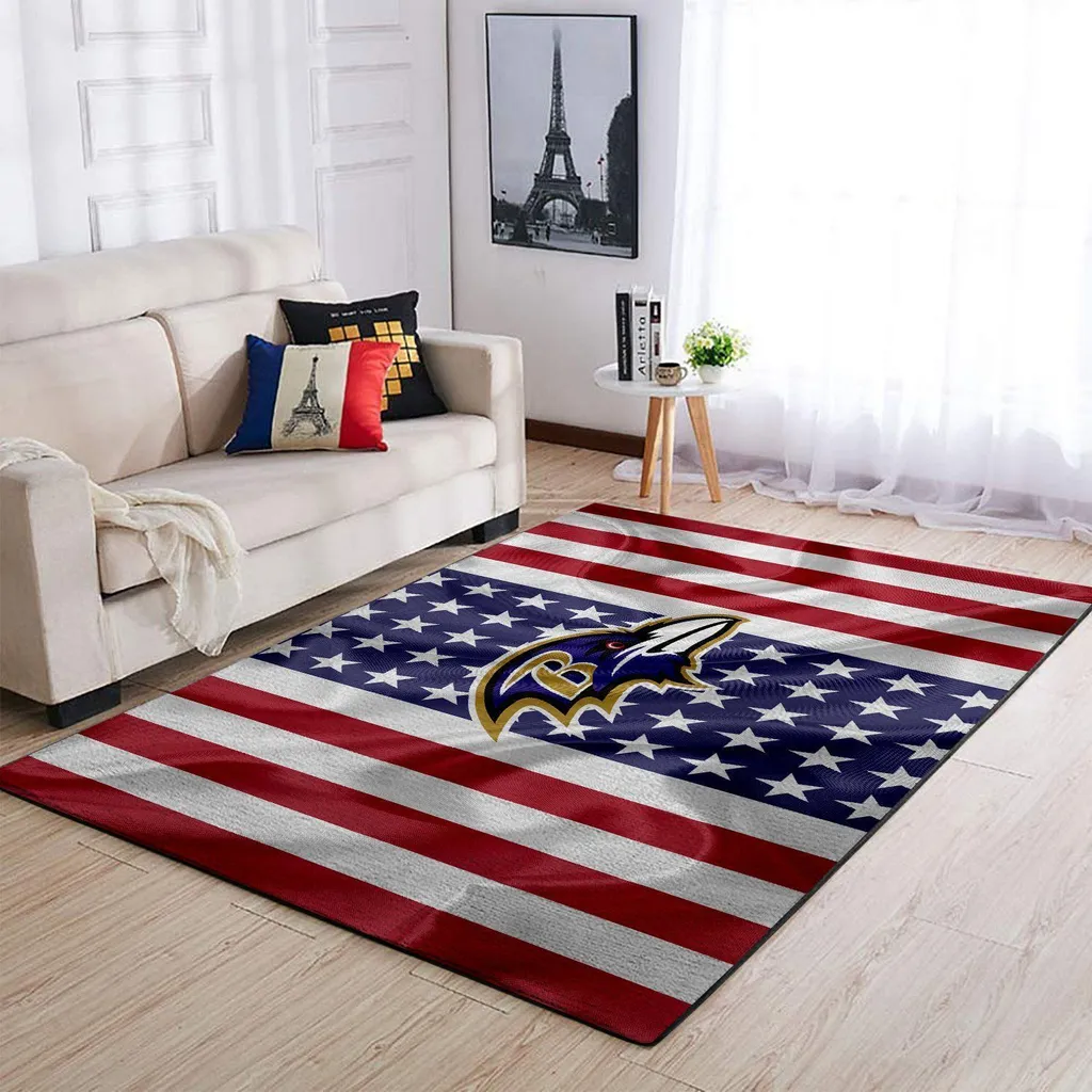 Baltimore Ravens Rug - Patriotic NFL Football Decor Blue and Red