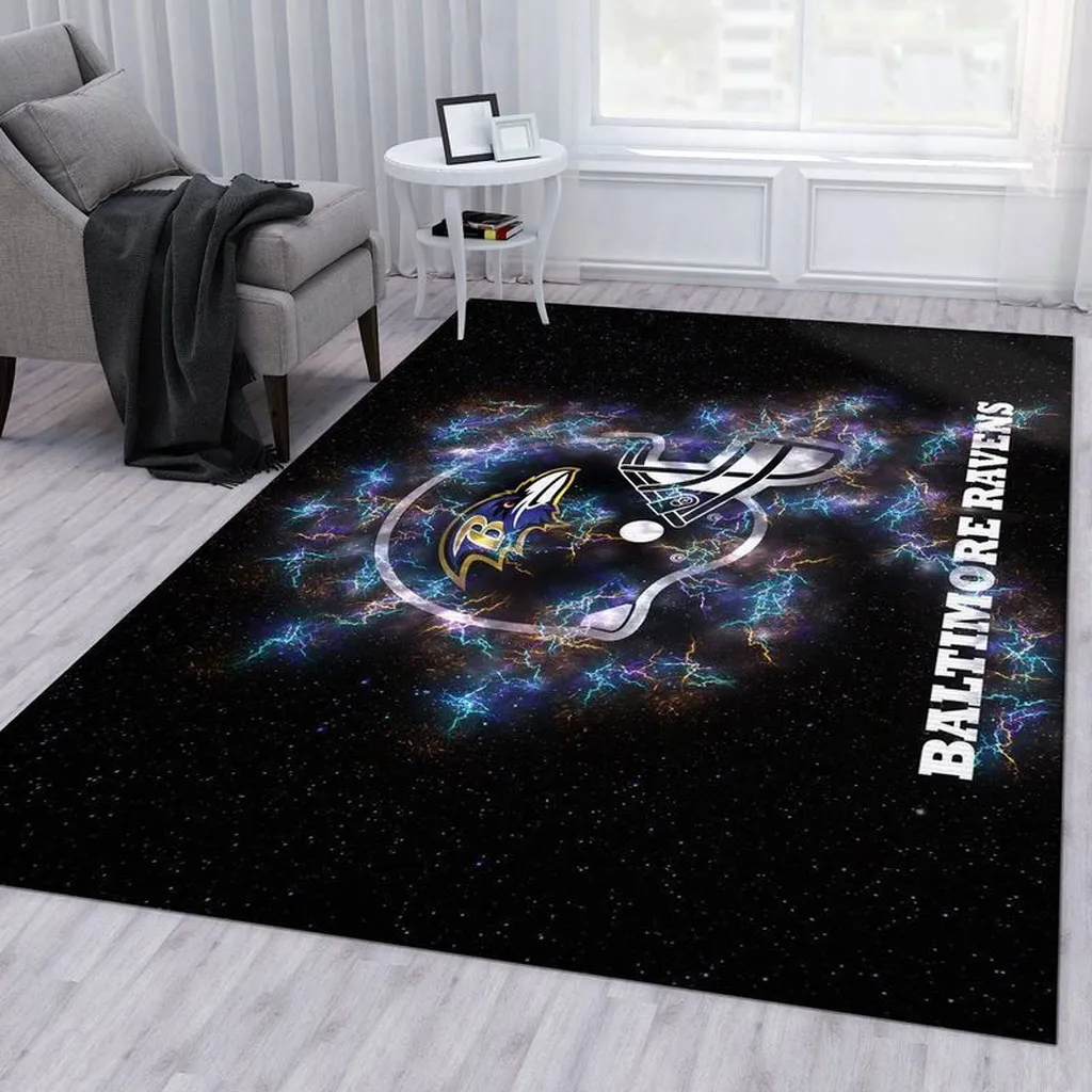 Baltimore Ravens Rug - Team Logo Area for Fans Black and Purple