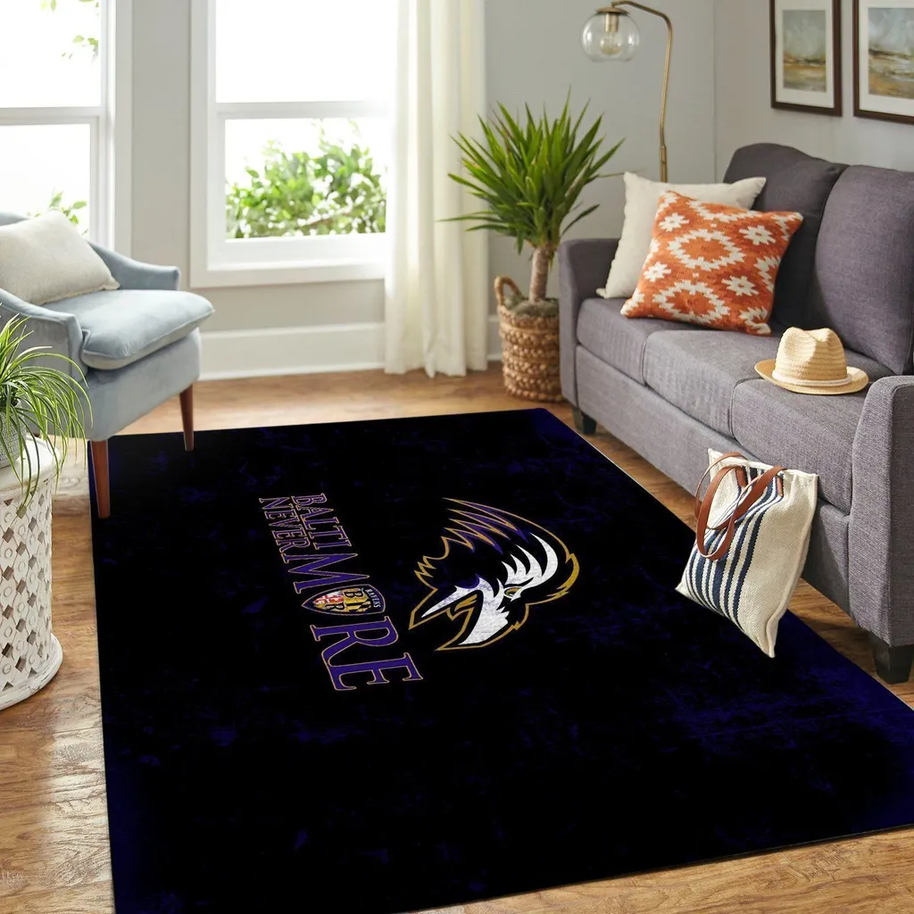 Baltimore Ravens Rug - Team Logo Floor Mat Black and Purple