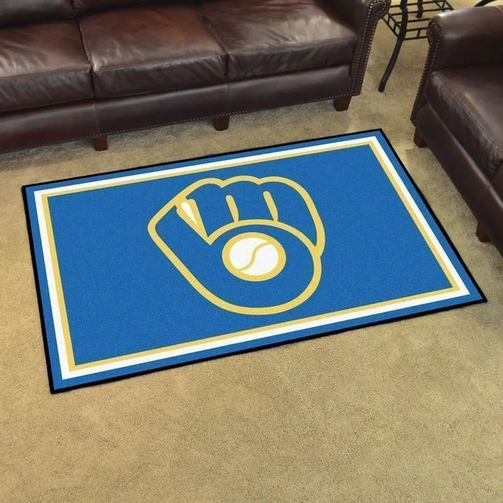 Baseball Glove Area Rug Perfect for Sports Fans Room Blue and Yellow