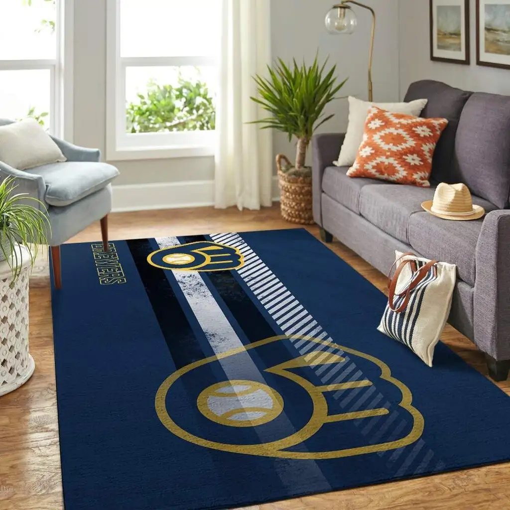 Baseball Glove Rug Perfect for Sports Fans Home Decor Blue and Yellow