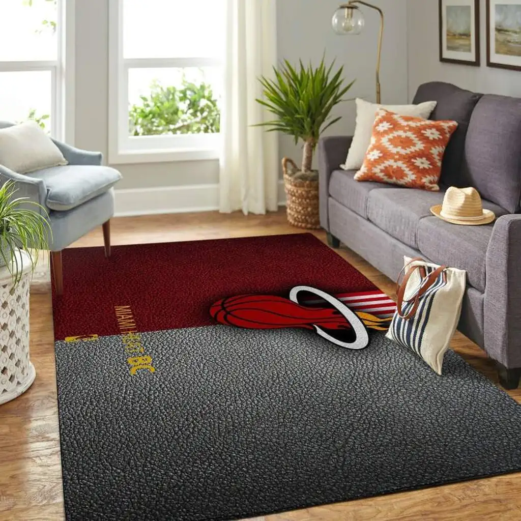 Basketball Area Rug for Stylish Living Room Decor Black and Red