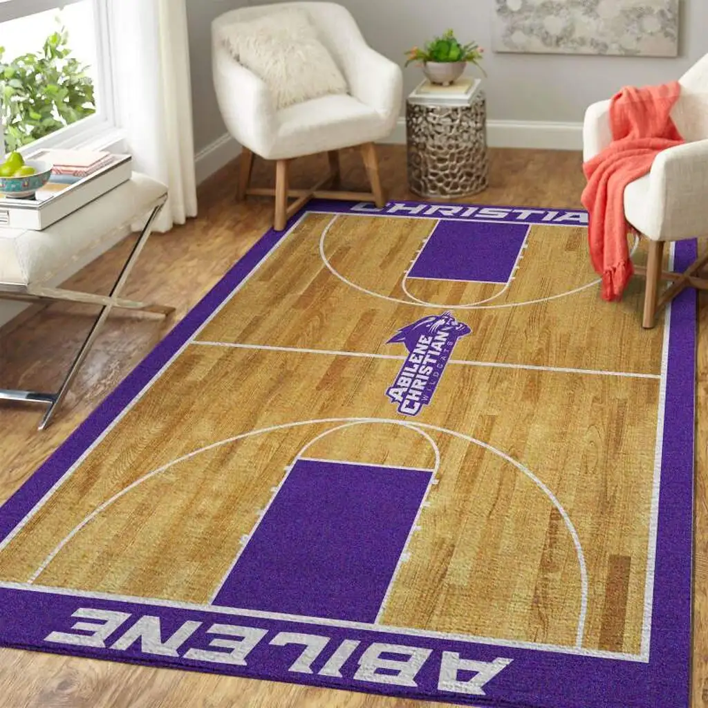 Basketball Court Area Rug Perfect for Sports Fans Red and White