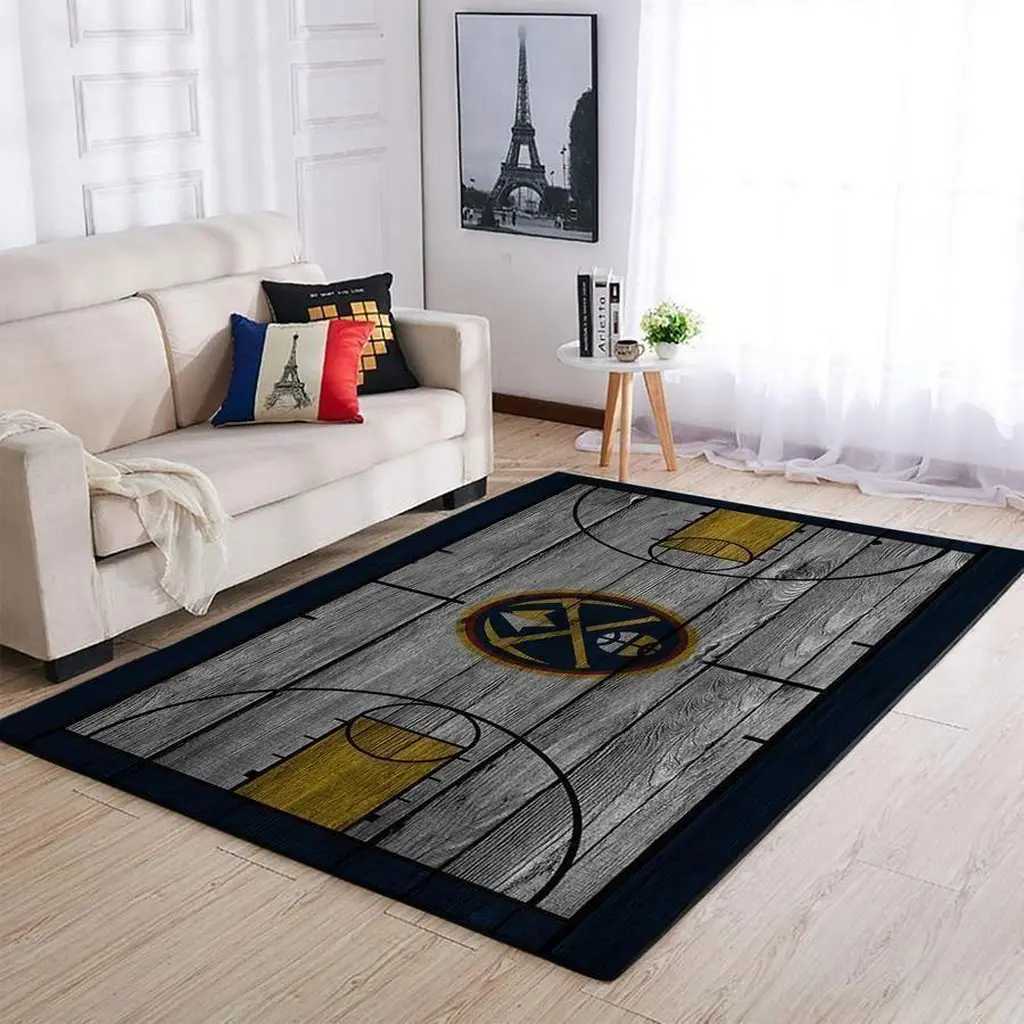 Basketball Court Rug for Stylish Living Room Decor Black and Yellow
