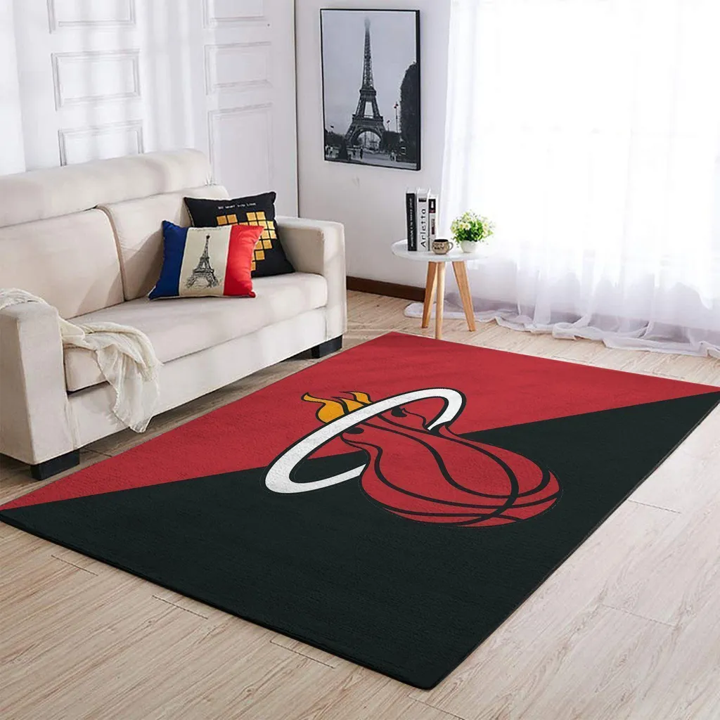 Basketball Rug Stylish Modern Living Room Decor Black and Red