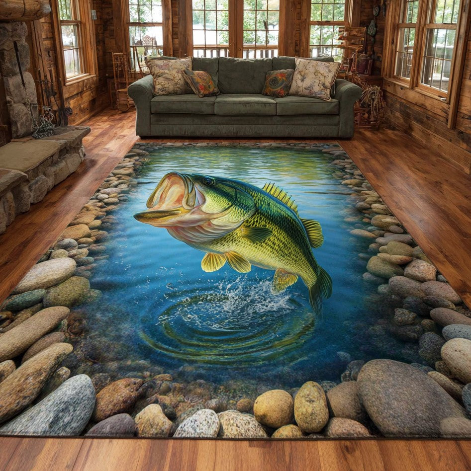 Bass Haven Area Rug - Non-Slip Washable 3D Print Rug for Living Room & BedroomTVC2108359