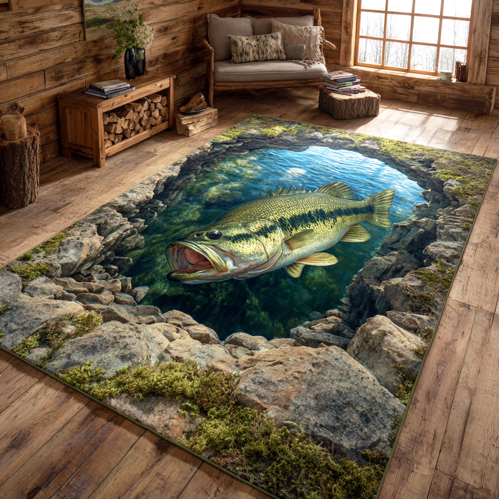 Bass Hollow Area Rug - Non-Slip Washable 3D Print Rug for Living Room & BedroomTVC2108359