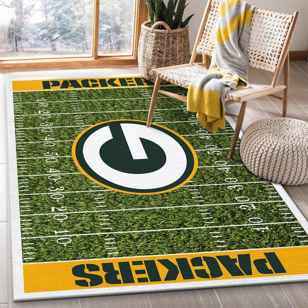 Bay Packers Rug - Football Field for Fans Black and Yellow