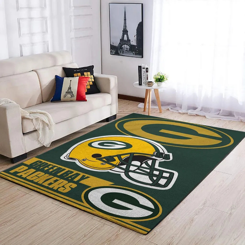 Bay Packers Rug - Football Helmet for Living Room Green and Yellow