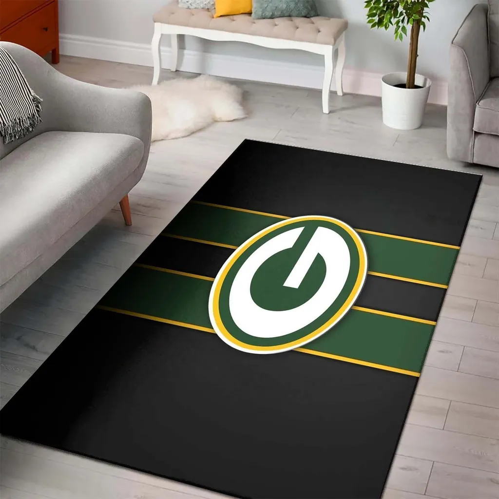 Bay Packers Rug - for Living Room Decor Black and Green