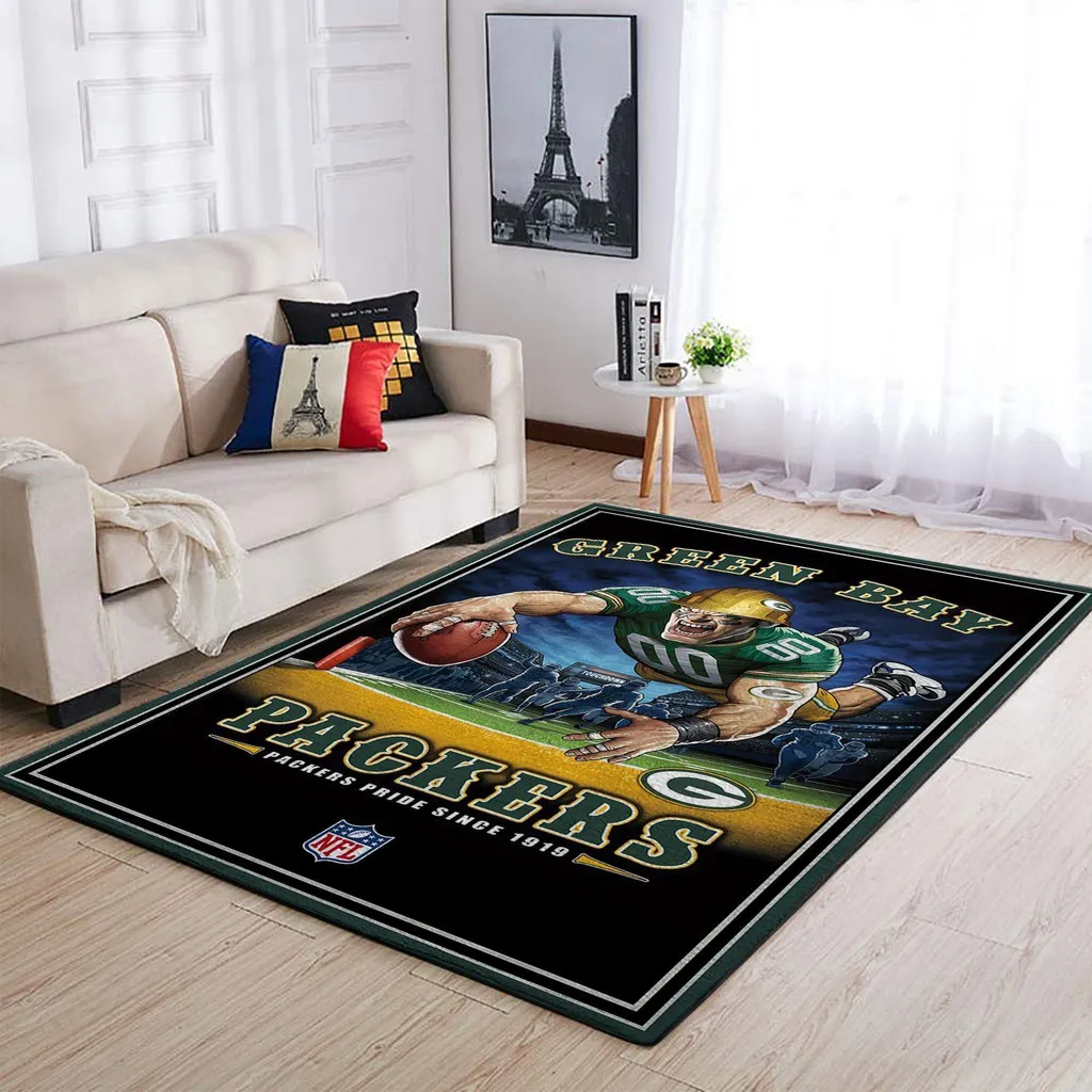 Bay Packers Rug - NFL Football for Fans Red and Gray