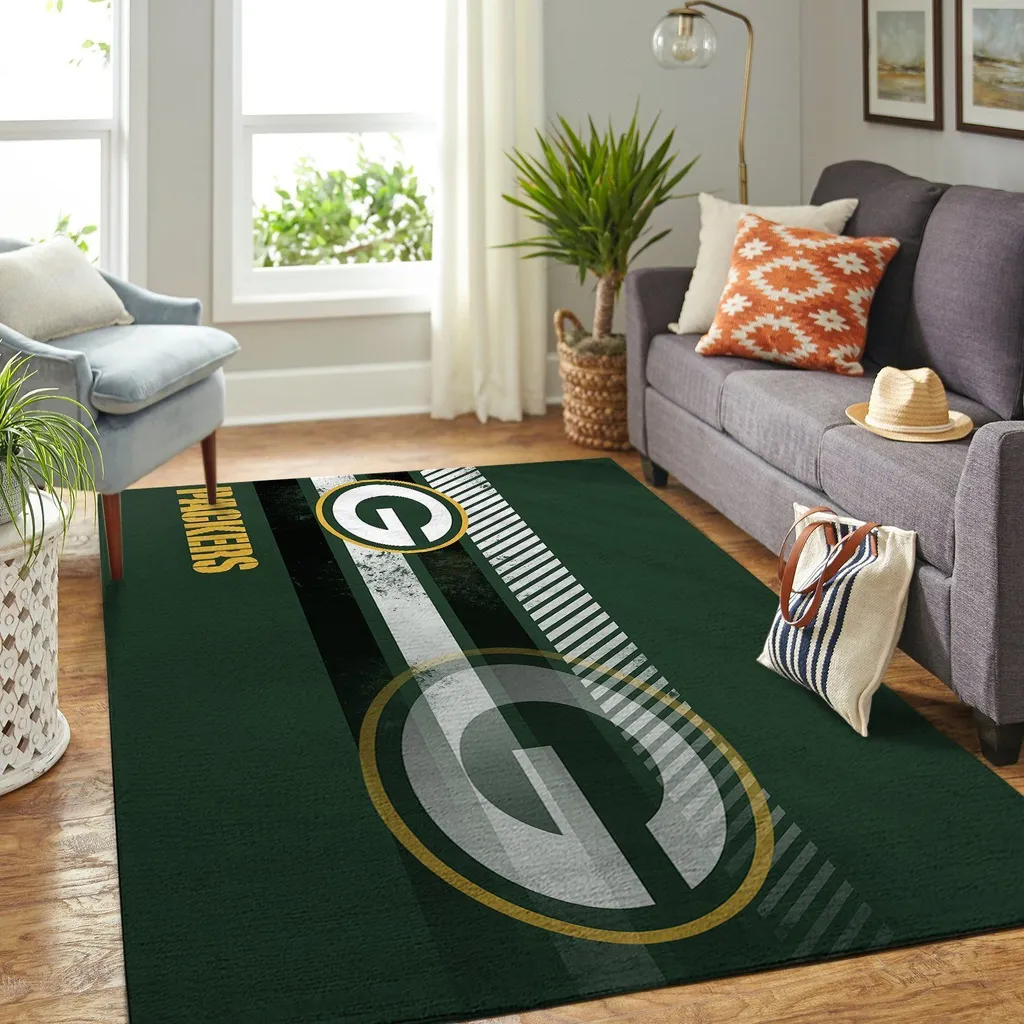 Bay Packers Rug - Striped for Living Room Decor Black and Yellow