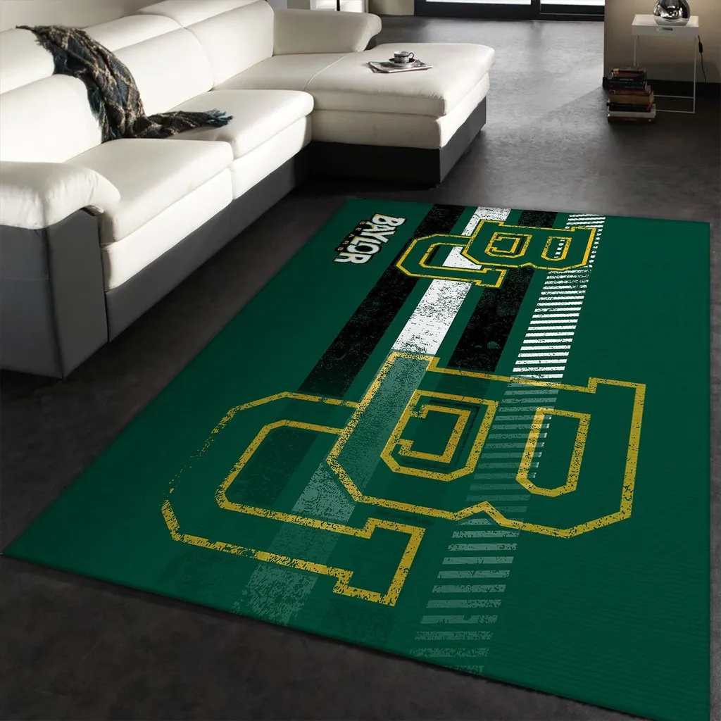 Baylor Bears Rug - Area for Sports Fans Room Decor Green and Yellow