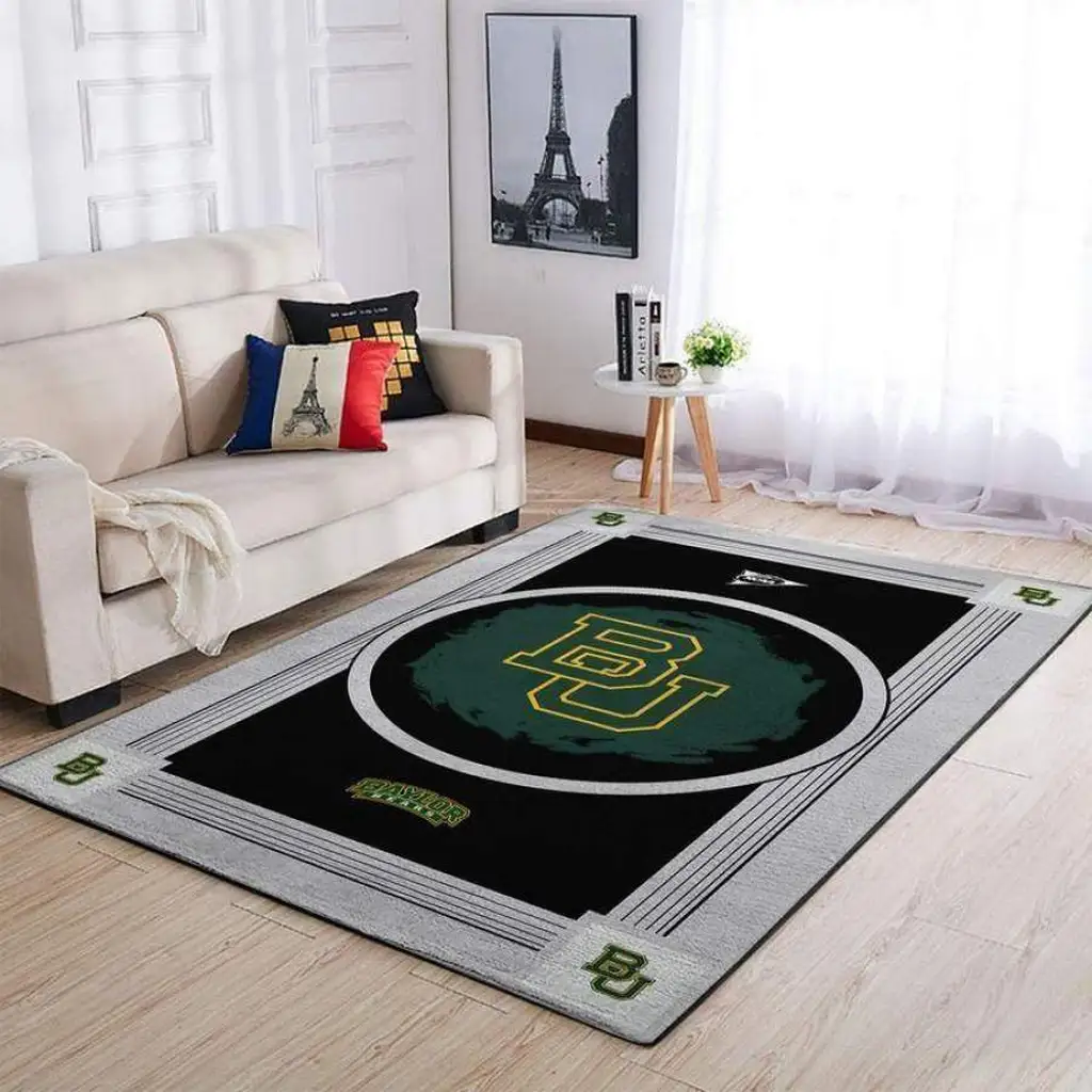 Baylor University Logo Rug Perfect for Game Rooms Black and Gray