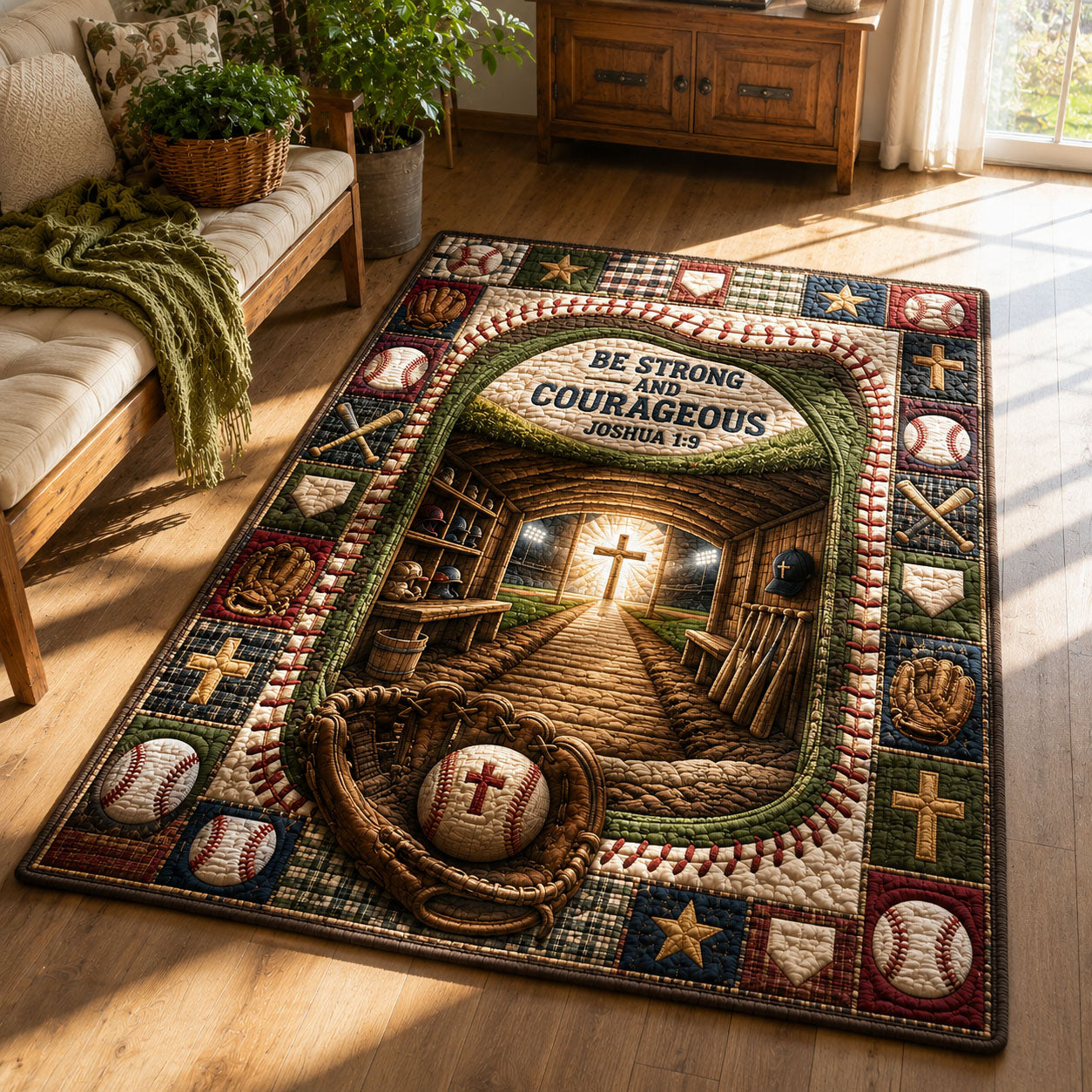Be Strong And Courageous Joshua Area Rug - Non-Slip Washable 3D Print Rug for Living Room & BedroomTVC2108430