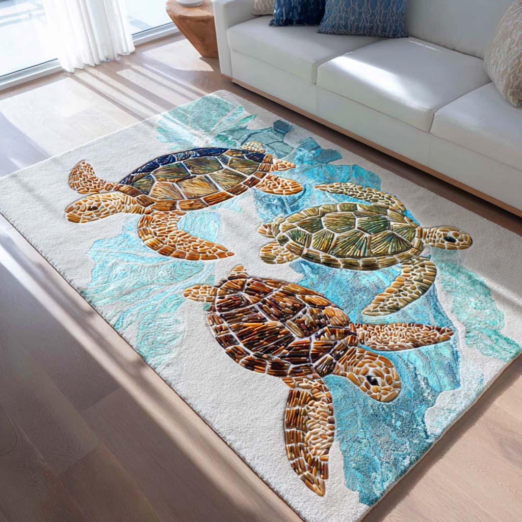 Beach Turtle Area Rug - Non-Slip Washable 3D Print Rug for Living Room & BedroomTVC2108358