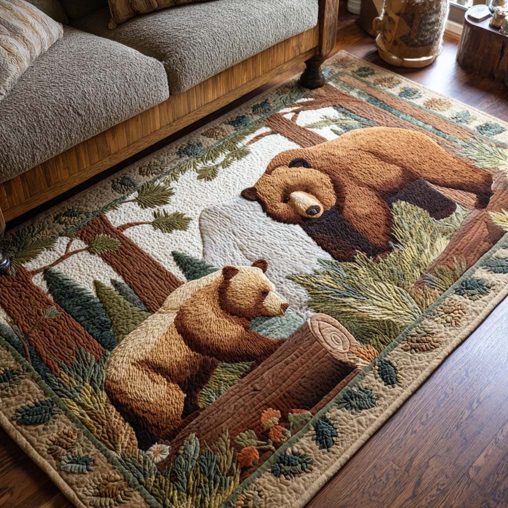 Bear Family Area Rug - Non-Slip Washable 3D Print Rug for Living Room & BedroomTVC2108357