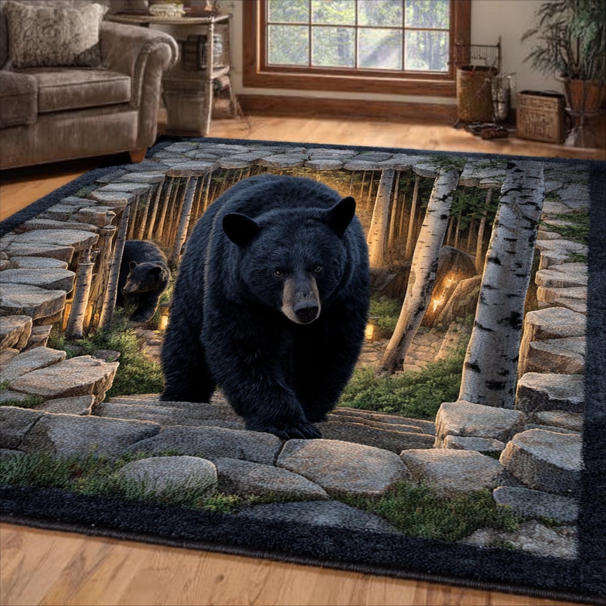Bear Horizon Area Rug - Non-Slip Washable 3D Print Rug for Living Room & BedroomTVC2108357