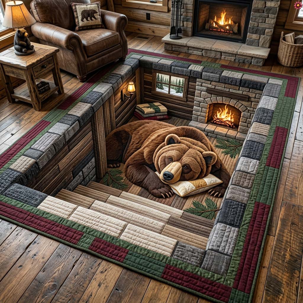 Bear Lodge Below Area Rug - Non-Slip Washable 3D Print Rug for Living Room & BedroomTVC2108430