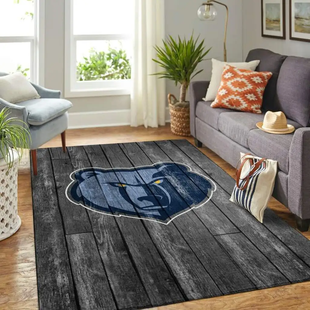 Bear Logo Area Rug for Cozy Living Room Bedroom Black and Blue