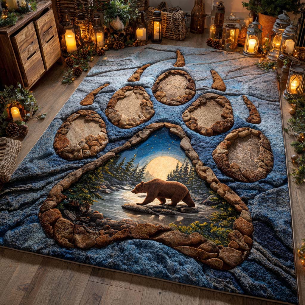 Bear Paw Area Rug - Non-Slip Washable 3D Print Rug for Living Room & BedroomTVC2108356