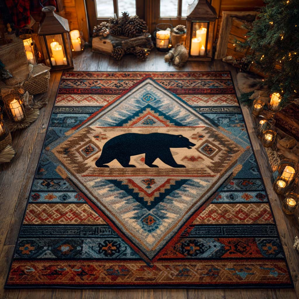 Bear Ridge Emblem Area Rug - Non-Slip Washable 3D Print Rug for Living Room & BedroomTVC2108356